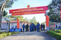 BAN CHỈ HUY QUÂN SỰ PHƯỜNG NAM GIA NGHĨA RA QUÂN LÀM CÔNG TÁC DÂN VẬN CHÀO MỪNG NGÀY BẦU CỬ